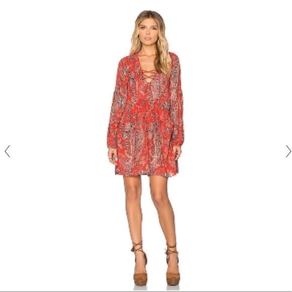 Free People Rain or Shine Printed Dress in Poppy Combo w/pockets - Picture 1 of 11